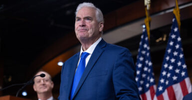House Majority Whip Tom Emmer (R-MN) speaks at a press conference with other members of House Republican leadership in Washington, DC on January 13, 2026.
