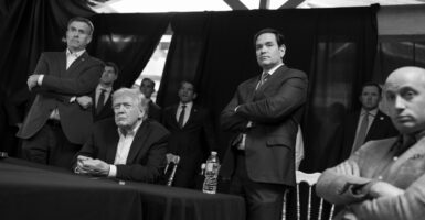U.S. President Donald Trump, with (L-R) CIA Director John Ratcliffe, Secretary of State Marco Rubio and Deputy Chief of Staff Stephen Miller monitor U.S. military operations in Venezuela,