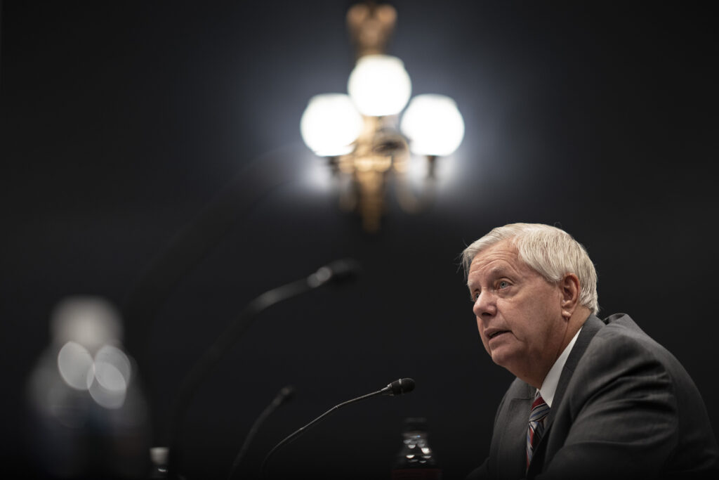 Sen. Lindsay Graham (R-SC) speaks during a roundtable discussion.
