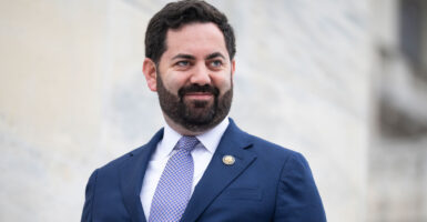 Mike Lawler exits the U.S. Capitol.