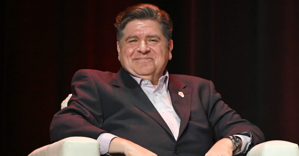 CHICAGO, ILLINOIS - NOVEMBER 12: Illinois Gov. JB Pritzker speaks on stage during Vox Media's Pivot Tour at The Chicago Theatre on November 12, 2025 in Chicago, Illinois. (Photo by Daniel Boczarski/Getty Images for Vox Media)