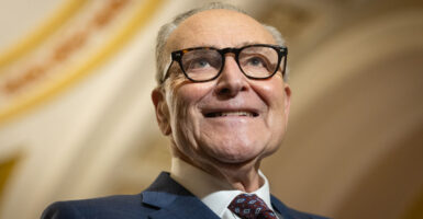 Senate Minority Leader Chuck Schumer speaks to reporters at a capitol press conference.