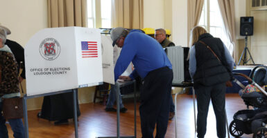 Voters fill out their ballots at a polling station in the Hillsboro Old Stone School on November 04, 2025 in Hillsboro, Virginia.