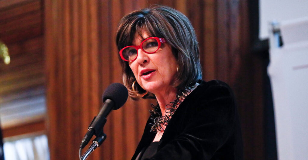 WASHINGTON, DC - APRIL 02: Journalist Christiane Amanpour, host of the television show 'Christiane Amanpour & Co.', gives the keynote address at the 2019 James W. Foley Awards at the National Press Club on April 02, 2019 in Washington, DC. The James W. Foley Legacy Foundation was created to continue the legacy of slain conflict journalist James Foley who was murdered by the Islamic State of Iraq and Syria (ISIS) on August 19, 2014 while reporting on the Syrian Civil War. (Photo by Paul Morigi/Getty Images)