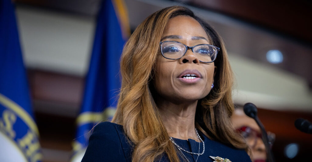 Rep. Sheila Cherfilus-McCormick, D-Fla., speaks at a press conference.