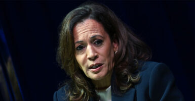 ATLANTA, GEORGIA - OCTOBER 08: Former U.S. Vice President Kamala Harris speaks onstage during her 