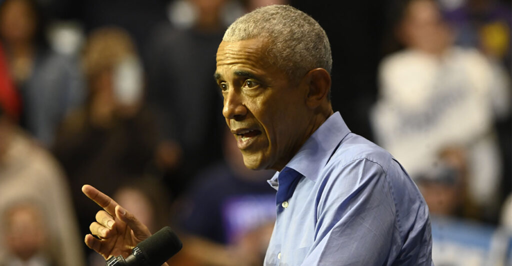 EWARK, NEW JERSEY, UNITED STATES - NOVEMBER 1: Former President of the United States Barack Obama and New Jersey Democratic gubernatorial candidate for Governor Mikie Sherrill attend 'Get out the vote' rally at the Essex County College gymnasium in Newark, New Jersey, United States on November 1, 2025. (Photo by Kyle Mazza/Anadolu via Getty Images)
