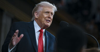 WASHINGTON, DC - FEBRUARY 24: U.S. President Donald Trump delivers the State of the Union address during a joint session of Congress in the House Chamber at the Capitol on February 24, 2026 in Washington, DC. Trump delivered his address days after the Supreme Court struck down the administration's tariff strategy, and amid a U.S. military buildup in the Persian Gulf threatening Iran. (Photo by Kenny Holston-Pool/Getty Images)