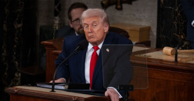 WASHINGTON, DC - FEBRUARY 24: US President Donald Trump delivers his State of the Union address to a joint session of Congress in the chambers of the U.S. House of Representatives in Washington, DC on February 24, 2026. (Photo by Nathan Posner/Anadolu via Getty Images)