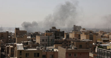 Smoke rises following an explosion, after Israel and the U.S. launched strikes on Iran, in Tehran, Iran, February 28, 2026. Majid Asgaripour/WANA (West Asia News Agency) via REUTERS