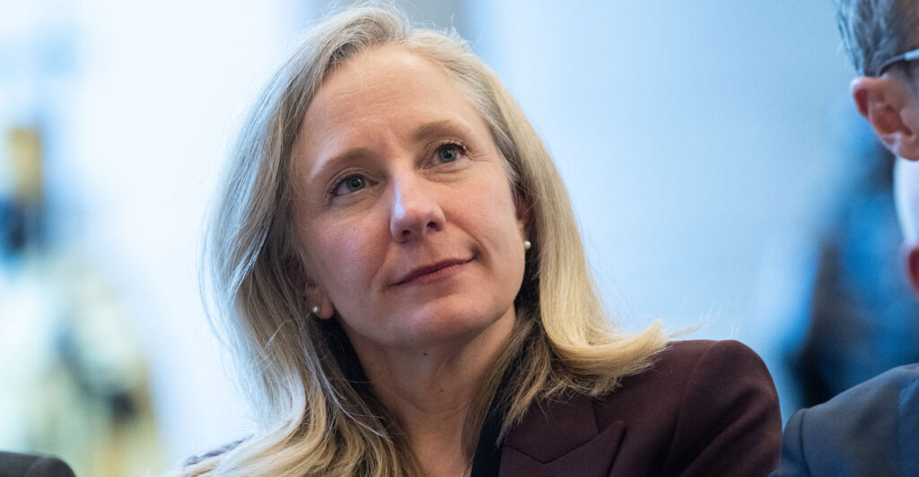 Close-up of Abigail Spanberger as she attends event at United States Capitol.