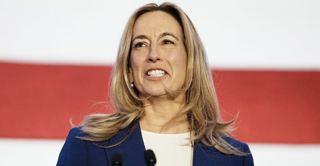 EAST BRUNSWICK, NEW JERSEY - NOVEMBER 04: New Jersey Democratic gubernatorial candidate, Rep. Mikie Sherrill (D-NJ) delivers remarks at her election night watch party at the Hilton East Brunswick Hotel on November 4, 2025 in East Brunswick, New Jersey.