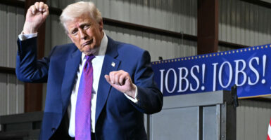 President Donald Trump appears at Rome, Georgia rally.