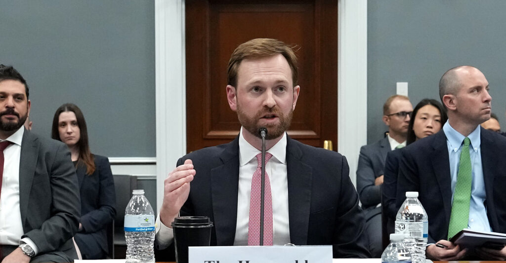 WASHINGTON, DC - MAY 15: Federal Trade Commission Chairman Andrew Ferguson testifies before the House Appropriations Committee Subcommittee on Financial Services and General Government in the Rayburn House Office Building on May 15, 2025 in Washington, DC. The Subcommittee held an oversight hearing on the U.S. Federal Trade Commission. (Photo by Kevin Dietsch/Getty Images)