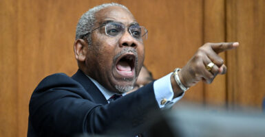 Rep. Gregory Meeks speaks during a House financial services committee hearing.
