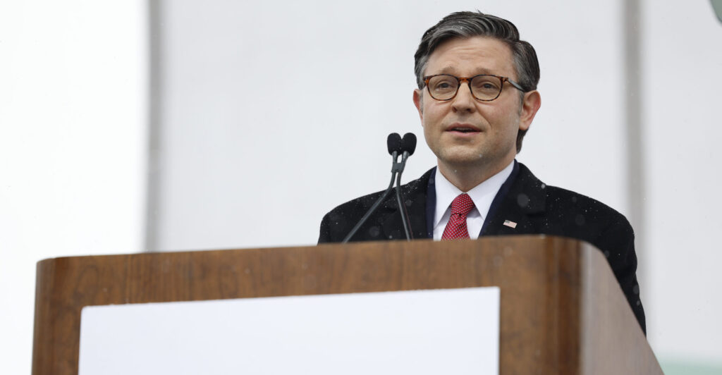 Speaker of the House Mike Johnson, R-La., delivers remarks during the March for Life.
