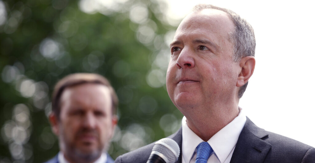 Sen. Adam Schiff, D-Calif., speaks at a press conference