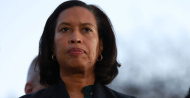 Mayor Muriel Bowser speaks to reporters in Washington D.C.