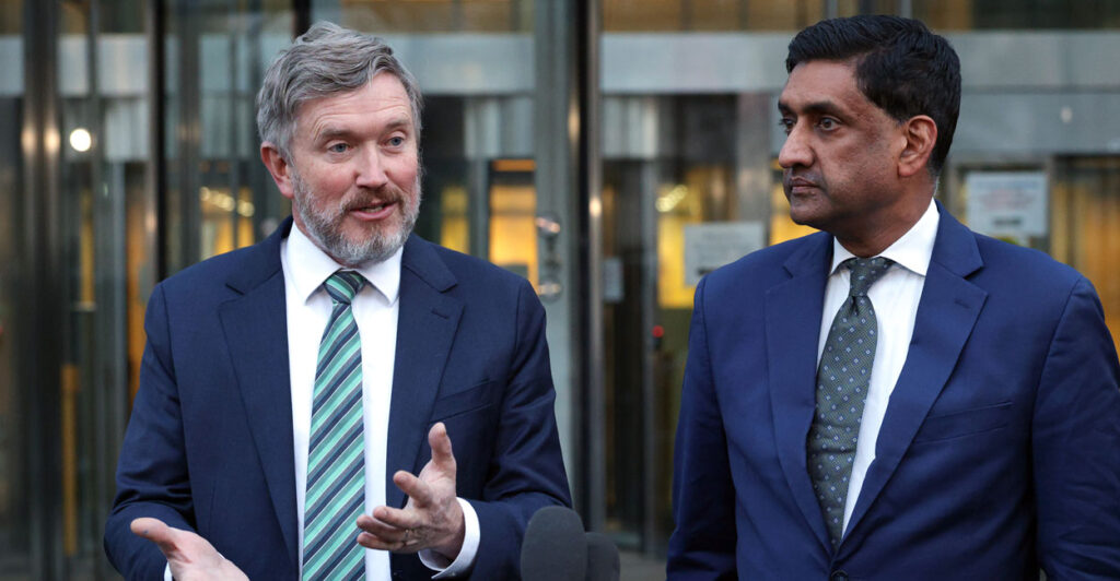 Thomas Massie and Ro Khanna speak to reporters.