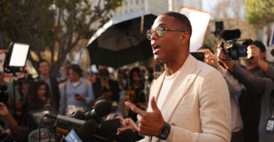 US Journalist Don Lemon speaks to the media after a hearing at the Edward R. Roybal Federal Courthouse in Los Angeles on January 30, 2026. (Photo by Patrick T. Fallon / AFP via Getty Images)
