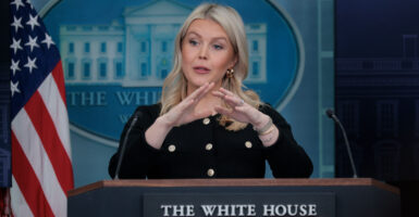 WASHINGTON, DC - FEBRUARY 18: White House Press Secretary Karoline Leavitt speaks during a news briefing in the James S. Brady Press Briefing Room of the White House on February 18, 2026 in Washington, DC. Leavitt spoke to reporters on a range of topics amid a partial government shutdown that has paused funding for the Department of Homeland Security. (Photo by Chip Somodevilla/Getty Images)