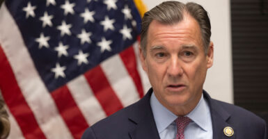 Tom Suozzi speaks at a capitol press conference.