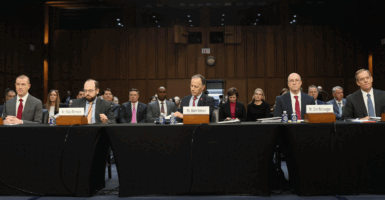 WASHINGTON, DC - FEBRUARY 10: Chris Miller, Senior Vice President & General Counsel­–Verizon Global Services, Mike Romano, former Justice Department prosecutor, Dan Schwager, counsel at Verdi & Ogletree PLLC, and David R. McAtee, senior executive vice president & general counsel at AT&T, attend a hearing on "Arctic Frost Accountability: Oversight of Telecommunications Carriers' Responses to Jack Smith's Witch Hunt" in the Hart Senate Office Building on February 10, 2026 in Washington, DC. The Privacy, Technology, and the Law Subcommittee brought in current and former telecommunications executives and government officials to testify about Jack Smith's investigation into President Donald Trump. (Photo by Michael M. Santiago/Getty Images)