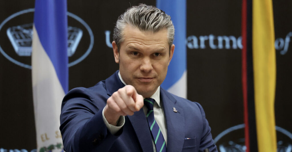 DORAL, FLORIDA - MARCH 05: Defense Secretary Pete Hegseth speaks during the inaugural Americas Counter Cartel Conference at the U.S. Southern Command Headquarters on March 05, 2026 in Doral, Florida. The conference is being held to address narco-terrorism with regional defense and security leaders from the Caribbean, Central America, and South America. (Photo by Joe Raedle/Getty Images)