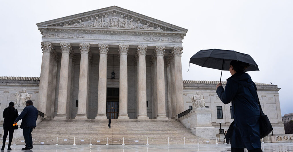 WASHINGTON, DC - FEBRUARY 20: The US Supreme Court as seen on February 20, 2026 in Washington, DC. The Supreme Court struck down the legality of President Trump's tariffs in a 6-3 ruling. (Photo by Aaron Schwartz/Getty Images)