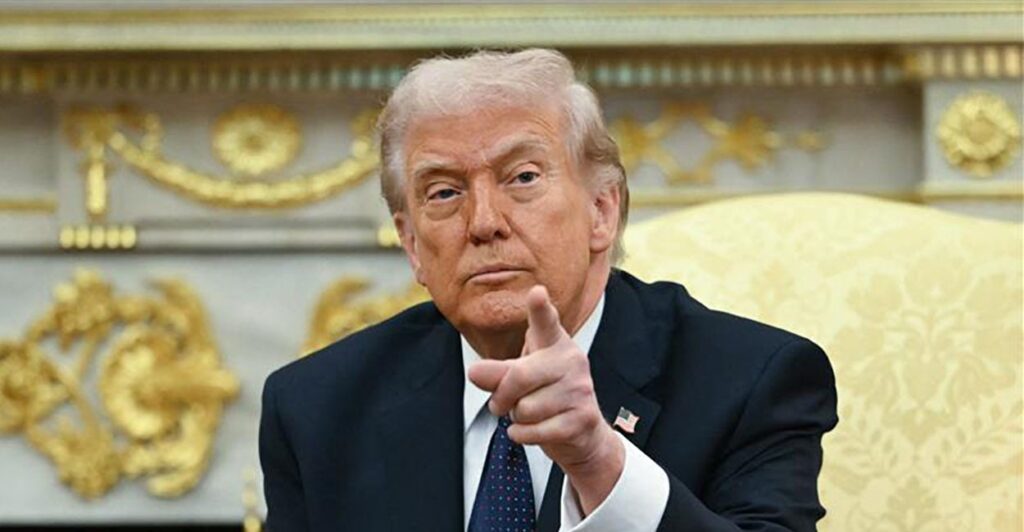 President Trump pointing forward