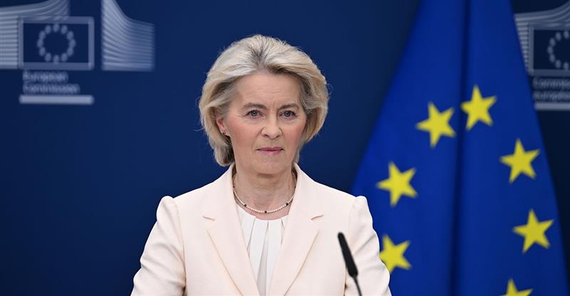 European Commission President Ursula von der Leyen at a press conference.
