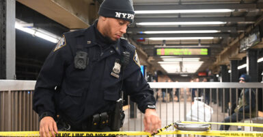 MANHATTAN, NEW YORK, UNITED STATES - DECEMBER 27: Security measures are taken after a man reportedly burned and set on fire at Penn Station in Manhattan, New York, United States on Friday, December 27, 2024. At approximately 8:10 PM Friday evening, man was set on fire intentionally and sustained burn injuries throughout his entire body. No further information was immediately released on the man's condition and it is unknown of the circumstances that led up to the incident. Law enforcement and the FDNY is investigating the incident. (Photo by Kyle Mazza/Anadolu via Getty Images)