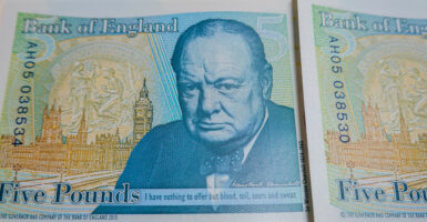 Winston Churchill on British banknotes. (Sheldon Cooper/SOPA Images/LightRocket via Getty Images)