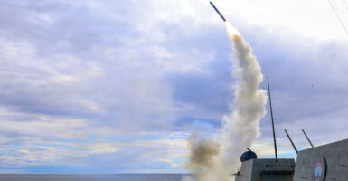AT SEA, UNSPECIFIED - MARCH 1: (EDITOR'S NOTE: This Handout image was provided by a third-party organization and may not adhere to Getty Images' editorial policy.) In this U.S. Navy released handout, Arleigh Burke-class guided-missile destroyer USS Thomas Hudner (DDG 116) fires a Tomahawk land attack missile in support of Operation Epic Fury, on March 1, 2026 at Sea. Iran's Supreme Leader, Ayatollah Ali Khamenei, was confirmed killed after the United States and Israel launched a joint attack on Iran on February 28. Iran retaliated by firing waves of missiles and drones at Israel, and targeting U.S. allies in the region. (Photo by U.S. Navy via Getty Images)