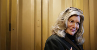 Sen. Cynthia Lummis looks ahead of her while at the Capitol.