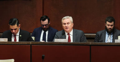 WASHINGTON, DC - MARCH 04: Chairman Rep. James Comer (R-KY) (C) speaks during a House Oversight and Government Reform Committee hearing in the U.S. Capitol Building on March 04, 2026 in Washington, DC. The committee held the hearing to examine the alleged misuse of federal funds intended for Minnesota social services and Medicaid programs. (Photo by Anna Moneymaker/Getty Images)
