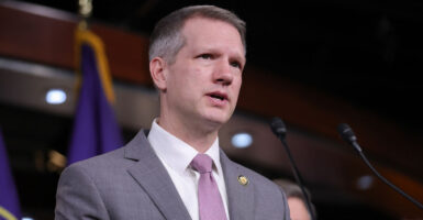 Rep. Riley Moore (R-WV) speaks at a post-meeting press conference at the U.S. Capitol in Washington, D.C. on January 14, 2025.