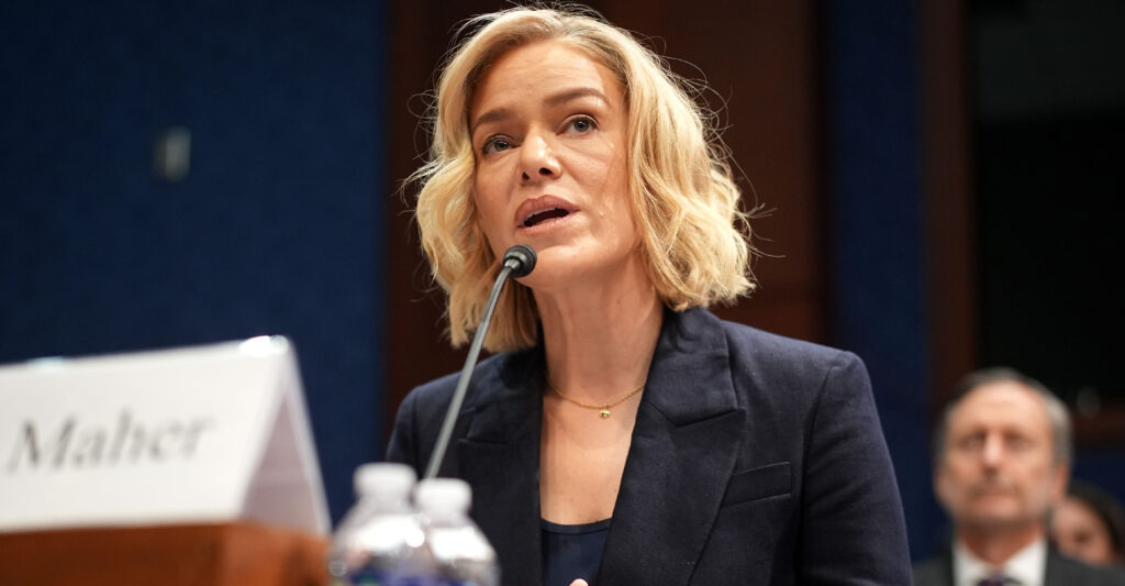 WASHINGTON, DC - MARCH 26: President and CEO of National Public Radio Katherine Maher testifies during a House Oversight and Government Reform Committee hearing at the U.S. Capitol on March 26, 2025 in Washington, DC. The heads of NPR and PBS appeared before the House Subcommittee on Delivering on Government Efficiency to address allegations of bias in their programming against conservatives. (Photo by Andrew Harnik/Getty Images)