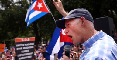Scott at an anti-Communist rally in Florida.