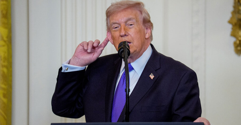 Trump speaks at a White House event.