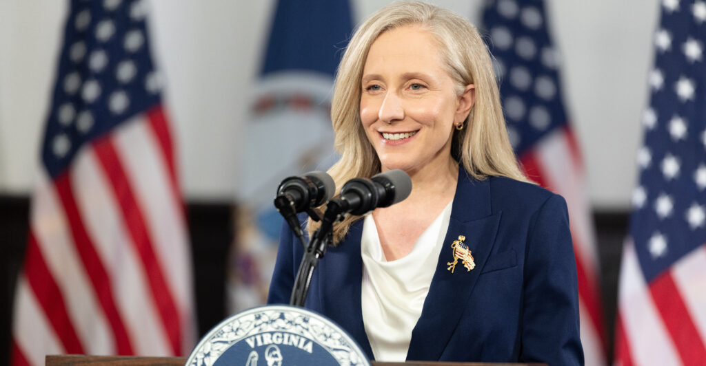WILLIAMSBURG, VIRGINIA - FEBRUARY 24: Virginia Gov. Abigail Spanberger delivers the Democratic response to U.S. President Donald Trump's State of the Union address on February 24, 2026 in Williamsburg, Virginia. Spanberger is serving in her first year as governor and is the first woman to hold the position in the Commonwealth of Virginia. (Photo by Mike Kropf/Getty Images)