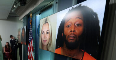 WASHINGTON, DC - SEPTEMBER 09: White House Press Secretary Karoline Leavitt speaks about the killing of Ukrainian refugee Iryna Zarutska by suspect Decarlos Brown (R) during a daily press briefing in the Brady Press Briefing Room at the White House on September 9, 2025 in Washington, DC. Leavitt discussed a range of topics during the briefing including recent immigration enforcement actions by the Trump administration and the release of new documents related to the Jeffrey Epstein investigation by a Congressional committee yesterday. (Photo by Win McNamee/Getty Images)