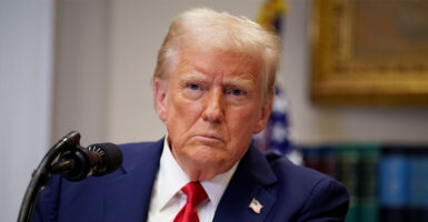 WASHINGTON, DC - JANUARY 21: U.S. President Donald Trump takes a question from a reporter during a news conference in the Roosevelt Room of the White House on January 21, 2025 in Washington, DC. Trump announced an investment in artificial intelligence (AI) infrastructure and took questions on a range of topics including his presidential pardons of Jan. 6 defendants, the war in Ukraine, cryptocurrencies and other topics. (Photo by Andrew Harnik/Getty Images)