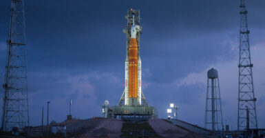 MARCH 31: NASA's 322-foot-tall Artemis II Space Launch System rocket and Orion spacecraft.