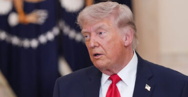 President Donald Trump speaks at the White House.