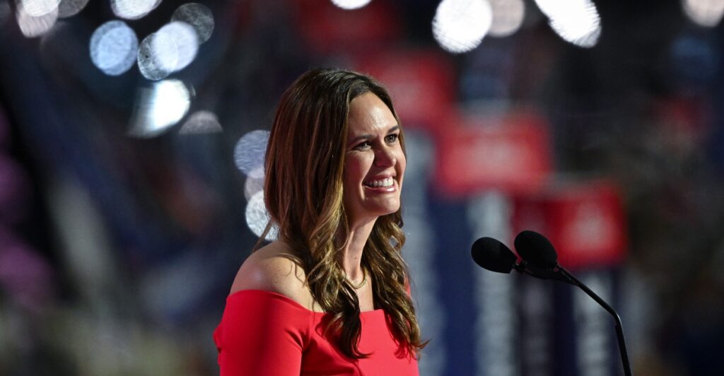 Sarah Huckabee Sanders smiling