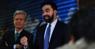 Zohran Mamdani speaking outdoors