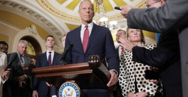 Several senators, including John Thune, at a press conference