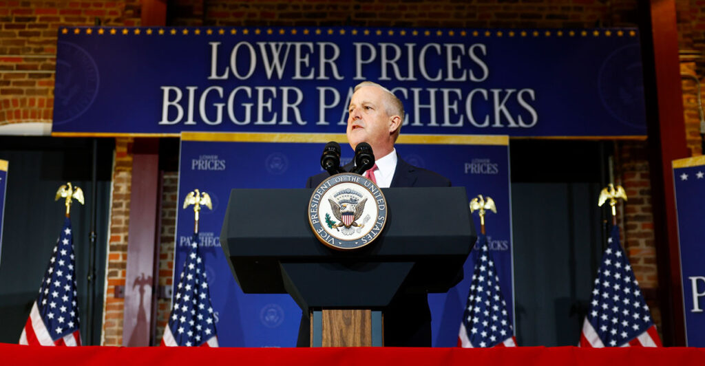 North Carolina U.S. Senate candidate, former Republican National Committee Chairman Michael Whatley speaks during an event with U.S. Vice President JD Vance March 13, 2026