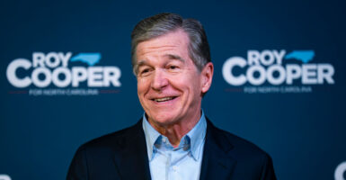 Roy Cooper at a Senate campaign event.